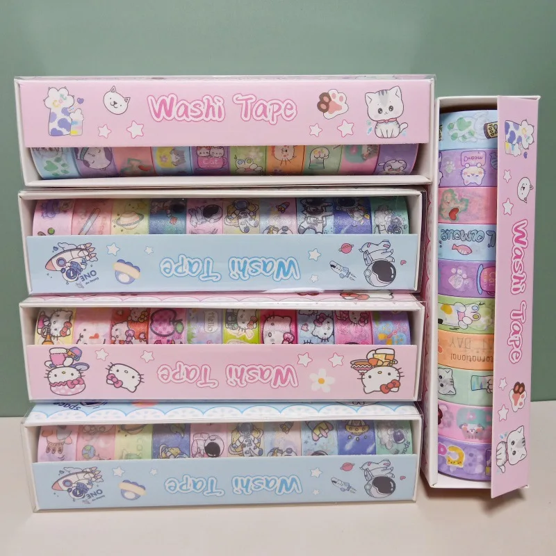 Imagem -05 - Sanrio Kitty Washi Adesivos Fita Melodia Bonito Pochacco Scrapbooking Diário Faça Você Mesmo Adesivo Decorativo Etiqueta Album Stick 60 Pcs por Lote