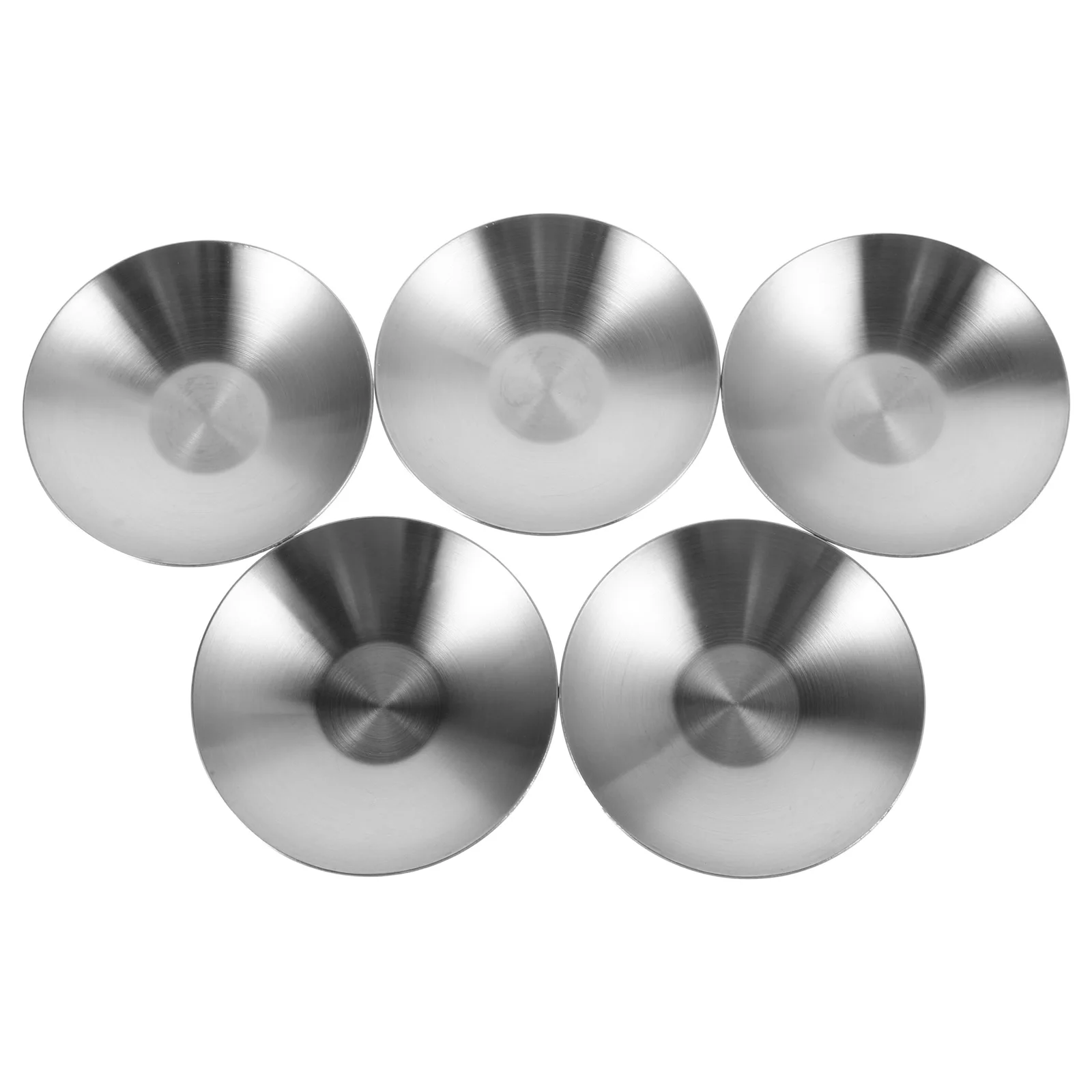 

5 Pcs Stainless Steel Dishes Round Sauce Plates Mini Small Dipping Bowls Seasoning Cups Kitchen Fruit Bowl Set Table Use