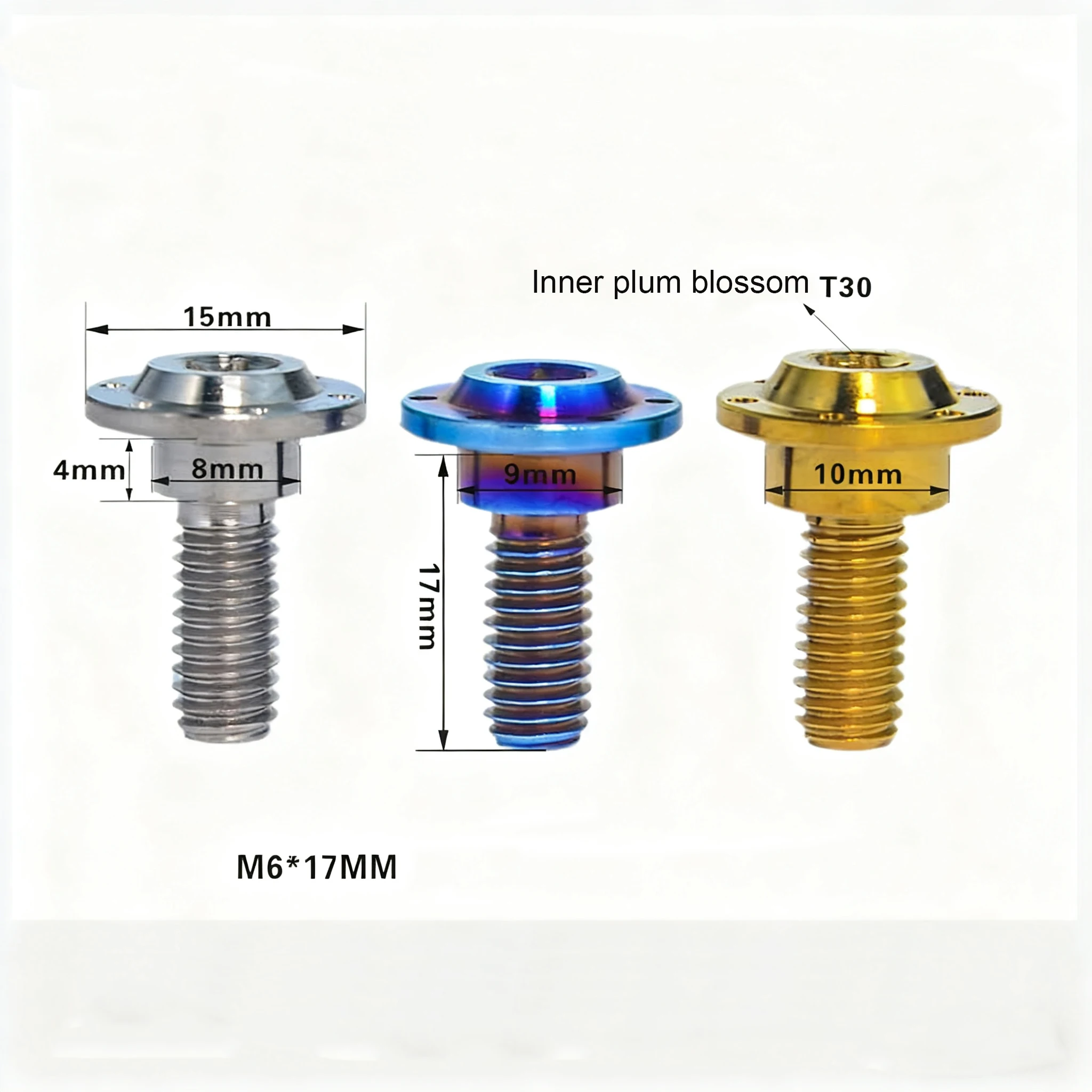 1-10Pcs M6x17mm Titanium Alloy Bolt Butterfly Head Screws Stepped Diameter 8/9/10mm Motorcycle Fender Windshield Ornament Screw