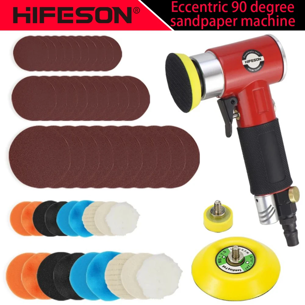 

Eccentric 90° Sander Polishing Grinder Machine Air Tools Pneumatic Powered Polisher Set For Car Metal Wood Polishing