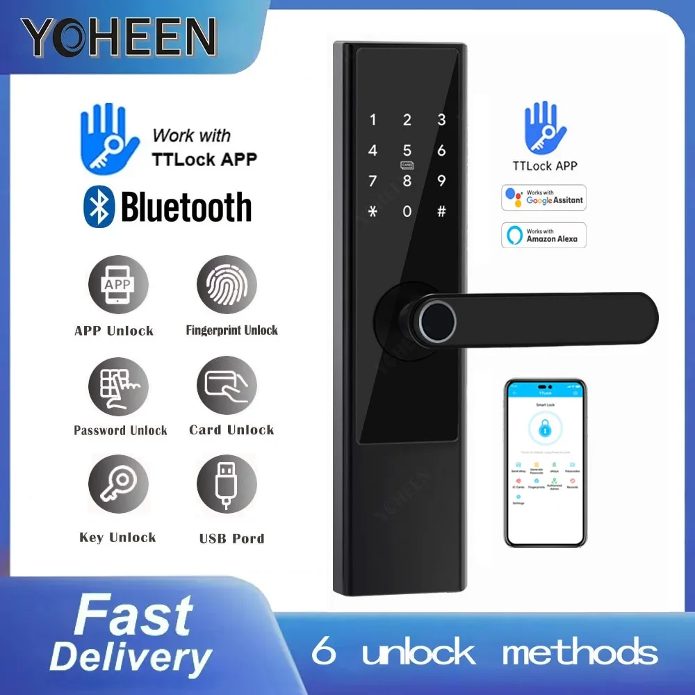 

TTlock Bluetooth Smart Lock Fingerprint Code Unlock Door Locks with Key Nfc Rifd Smart Card Combination Electronic Digital Lock