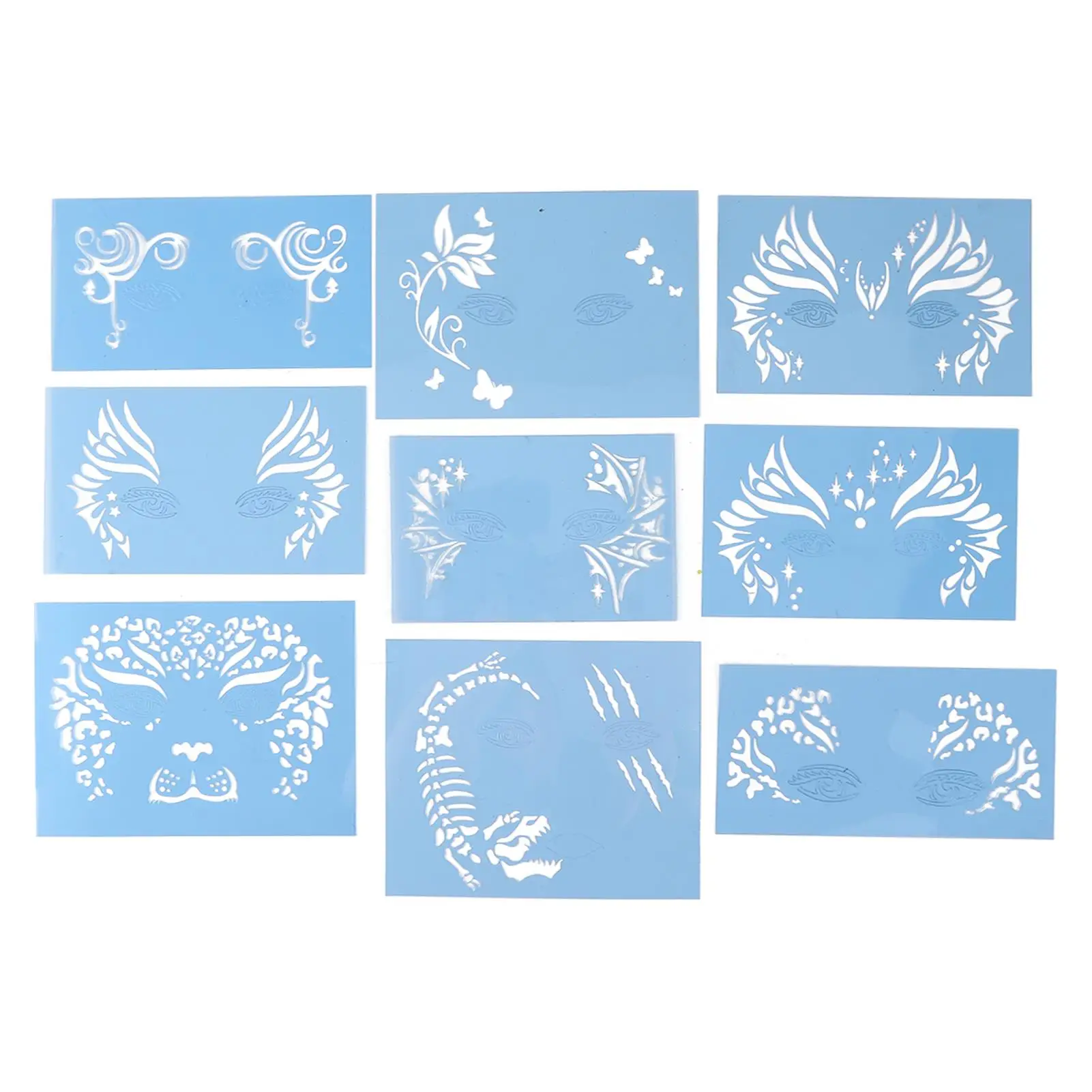 

9Pcs Reusable PET Face Painting Stencils for diy Halloween, Christmas, Cosplay & Body Art