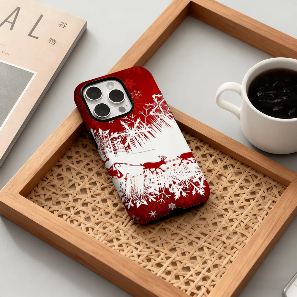 

Festive Snowflake Joy Phone Case for iPhone 17 16 15 14 13 12 11 Pro Max Air Plus Luxury Double-layer Back Cover
