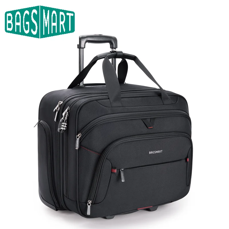 

BAGSMART сумка для ноутбука на колесиках, портфель с колесиками, подходит для 17,3-дюймового портативного компьютера, ночная сумка на колесиках, мужская деловая сумка