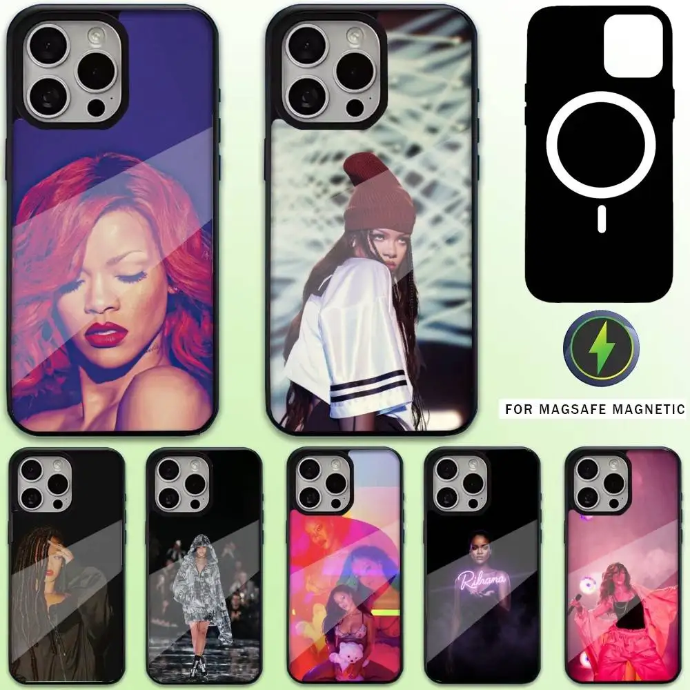 

Pop Singer R-Rihanna Phone Case For iPhone17,16,15,14,13,12,11 Plus,Pro Max Magnetic For Magsafe Wireless Charging