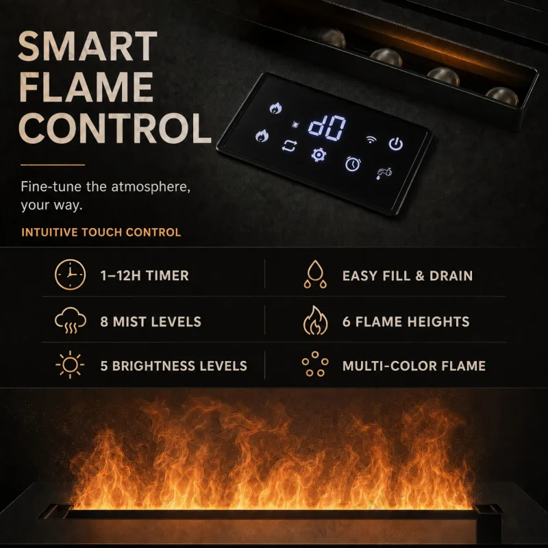 No Heat WOFAID 3D Water Vapor Fireplace APP Remote Control Electric Mist Flame Fireplace Insert for Living Room Indoor Decor