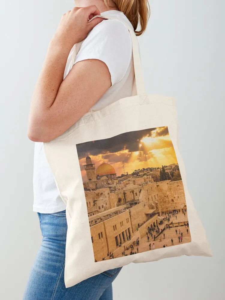 

Heavenly Rays at Sunset on the Wailing Wall (Western Wall) Tote Bag personalized tote Women's bags bags woman 2025