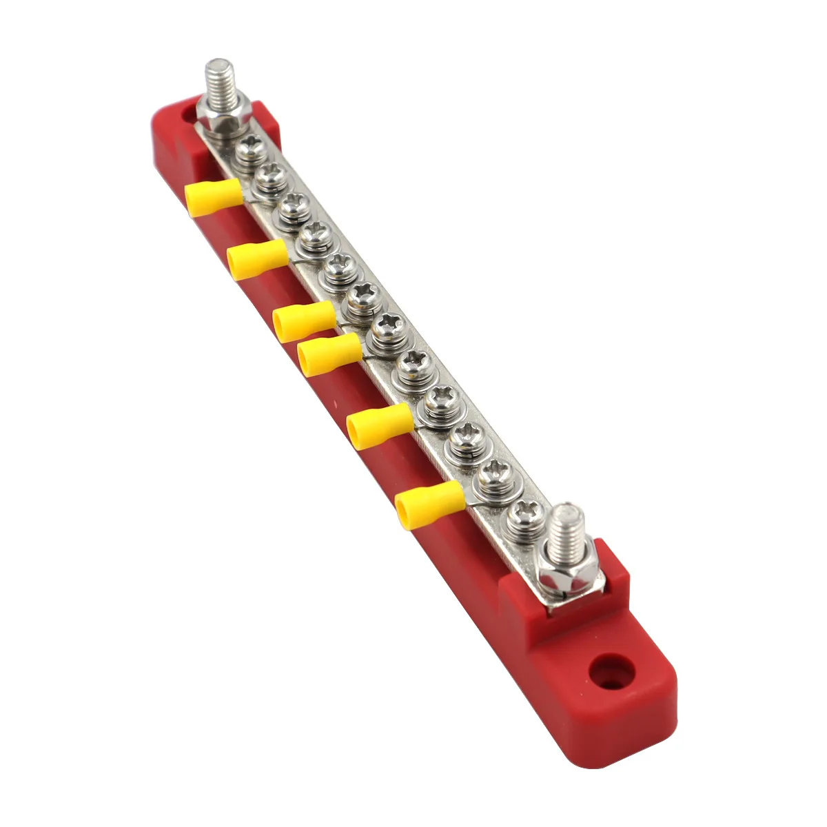 150A Bus Bar 6 Way 12 Way Straight Power Distribution Block For RV Yacht With 12Pcs Yellow Terminals