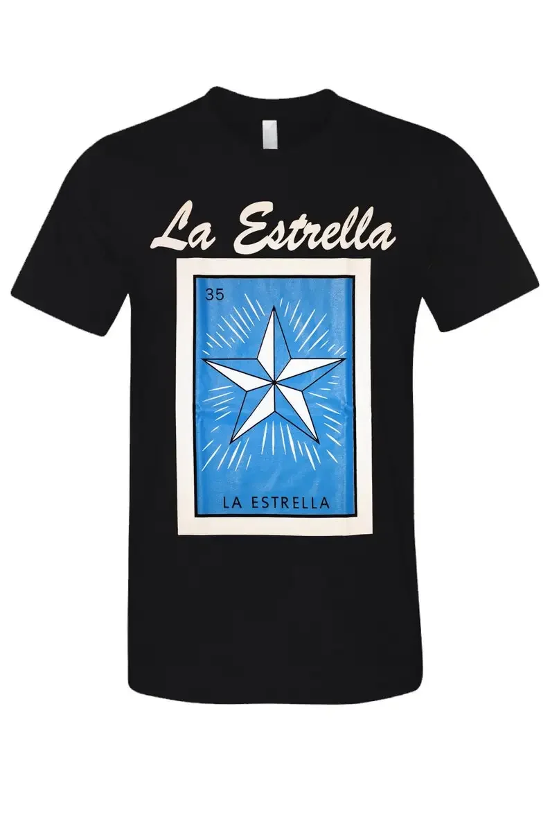 La Estrella Loteria Mexican Bingo T-Shirt Novelty Funny Family Tee Black New