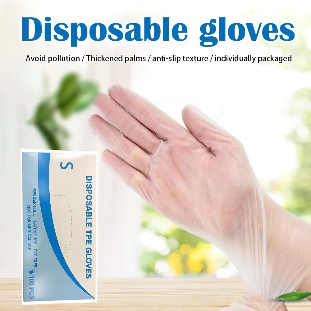 100pcs/set Disposable TPE Gloves Food Grade Waterproof Oil-Proof for Kitchen Cooking Cleaning Catering for Home Kitchen