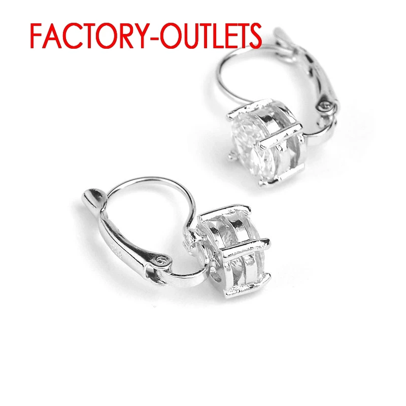 Big Discount Genuine 925 Sterling Silver Fashion Jewelry Shining CZ Crystal Cubic Zirconia Silver Clip Dangle Earrings for Women