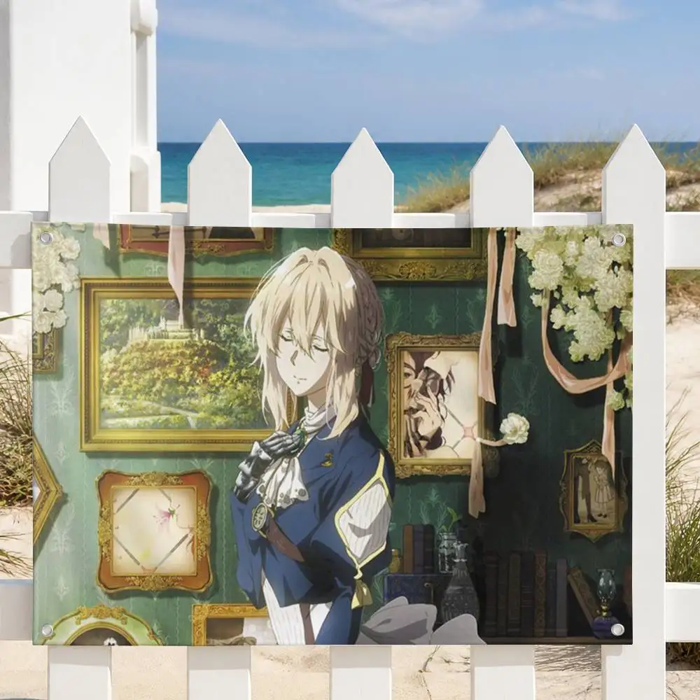 Violet Evergarden  Decorative Wall Flag Banner for Home Garden Garage Indoor Outdoor Decor