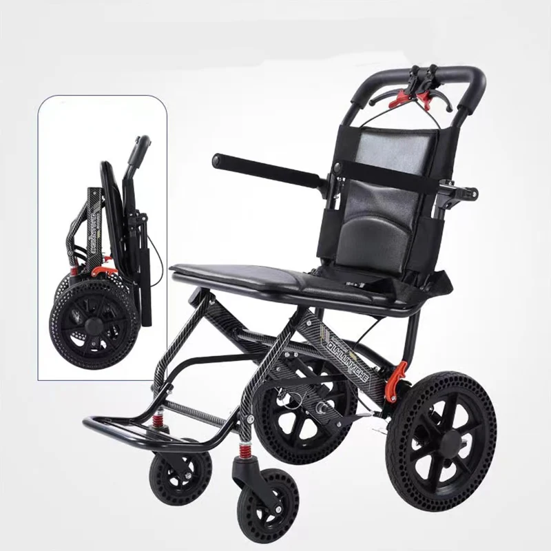 Elderly wheelchair Aluminium Alloy Folding ultralight manual Wheelchair for airplane airport light small ultra portable travel