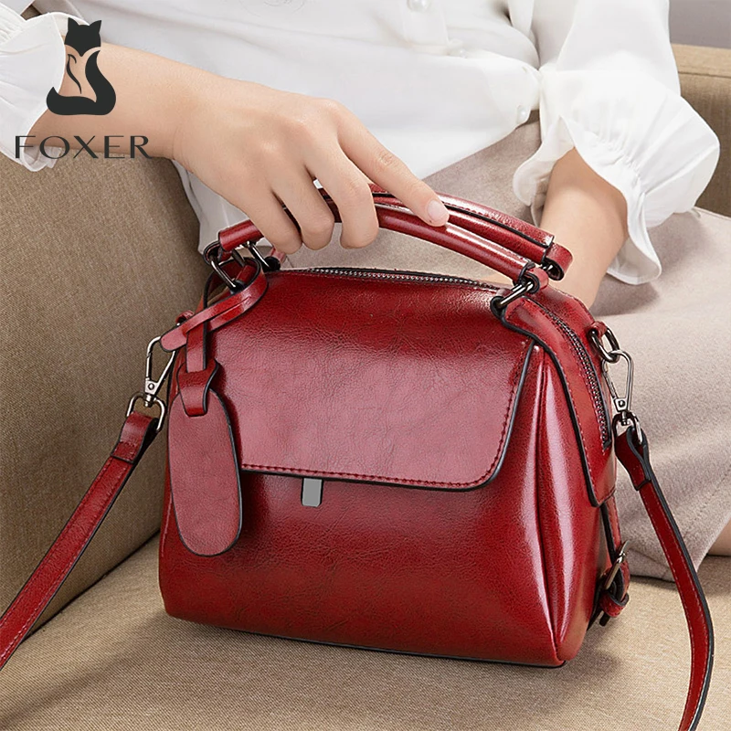 FOXER Women Messenger Bag Lady Fashion Crossbody Shoulder Bags PU Synthetic Leather Handbags Commute Casual Large Capacity Totes