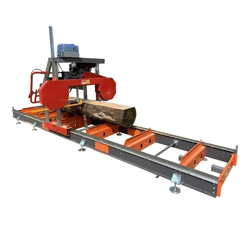For Portable Wood Band Horizontal Bandsaw Mini Mobile Auto Sawmill with  Engine Easy to Operate