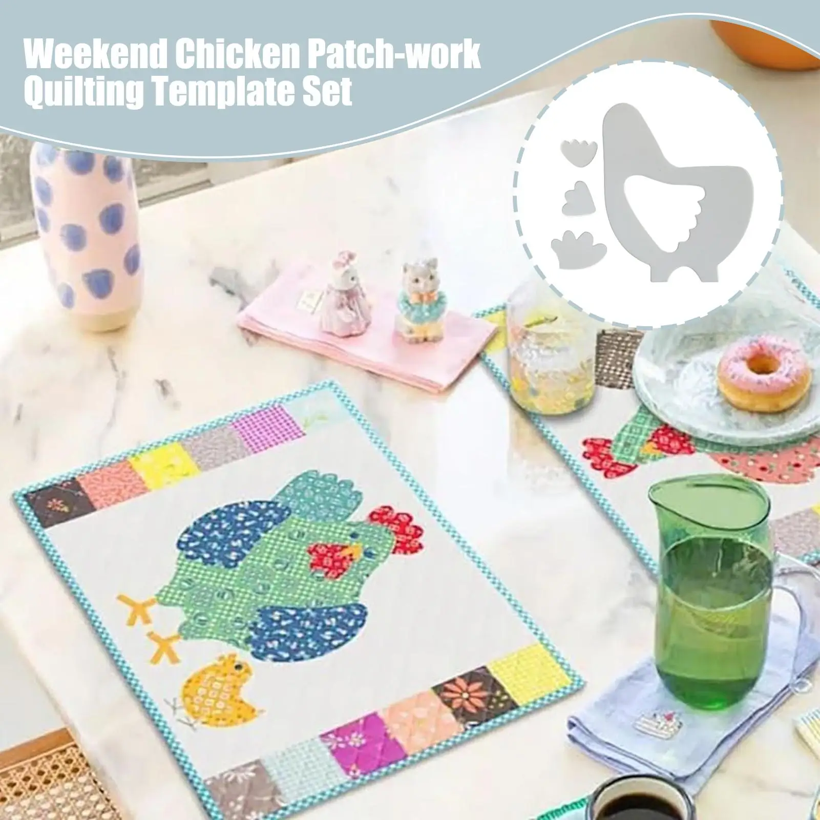 Sewing Templates Chicken Quilt Templates Supplies Tools Pattern For Beginner Women Cushions Place Mats Family Activities Parties view 2