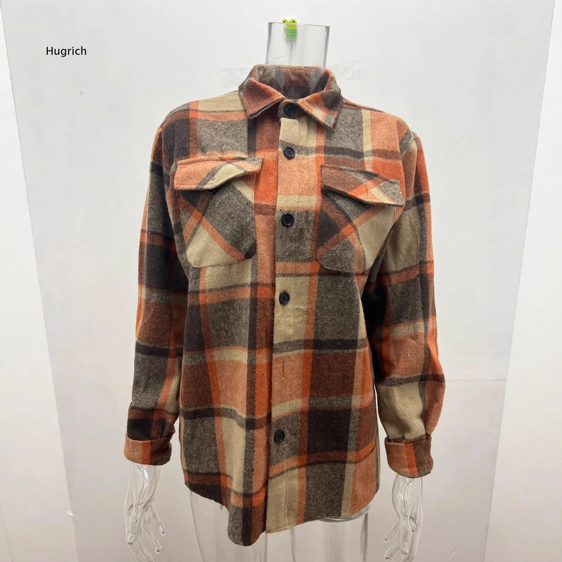 Men Plaid Checkered Long Sleeve Button Up Shirt Jacket Relaxed Fit Outerwear For Spring Autumn Daily Hiking Travel Casual Stree