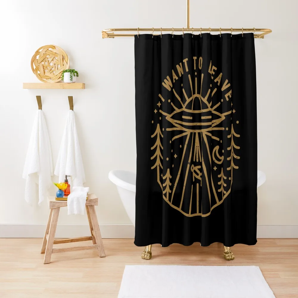 

I Want To Leave Shower Curtain Bathroom Accessory Cute Shower Anime Bathroom Waterproof Bath And Anti-Mold Curtain