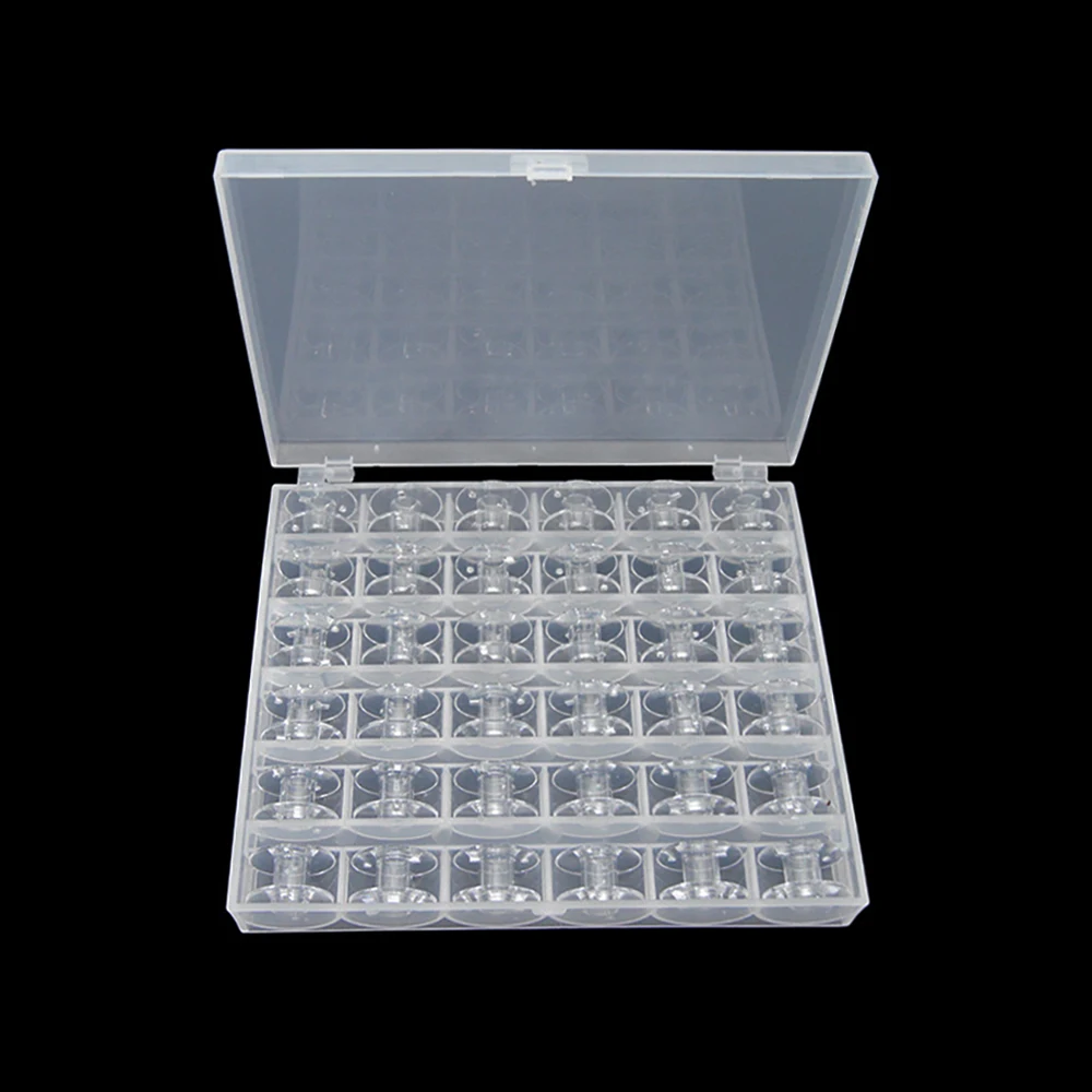 36 Pcs Home Sewing Machine Bottom Thread Bobbin Set Sewing Accessories Clear Plastic Spools with Storage Box for Brother Janome