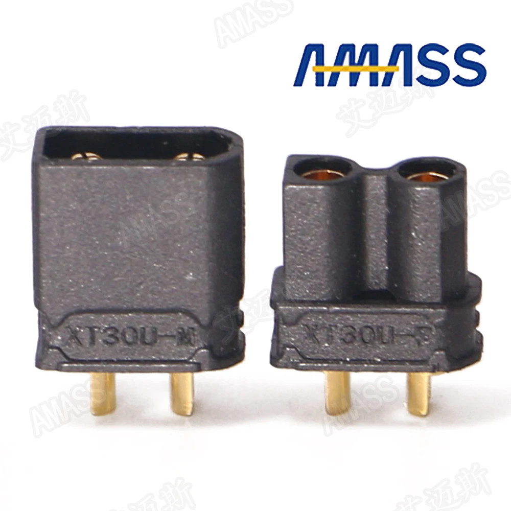 100 teile/los amass xt30u 2mm Anti-Rutsch-Stecker Stecker Buchse 2mm goldener Stecker/Stecker Upgrade xt30 (50 Paar)