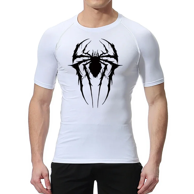 Spider Graphic Compression Shirts for Men Gym Workout Rash Guard Athletic Quick Dry Tshirts Tees Tops Undershirts Baselayers