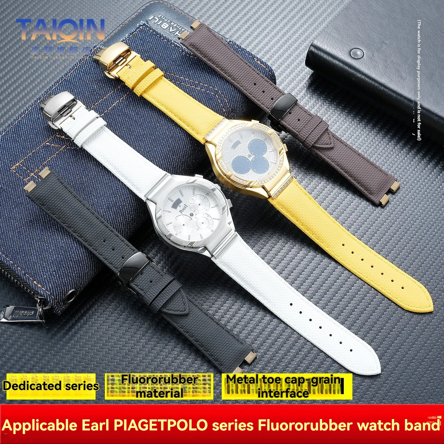 21mm Men's Fluororubber Replacement Watch Band For PIAGET POLO Series G0A33039 G0A31159 Soft Rubber Wrist Watch Strap