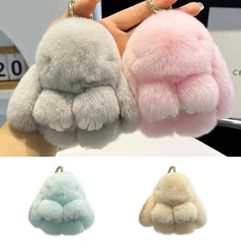 

Cute Pluff Bunny Keychain Cartoon Rabbit Key Chains Women Bag Plush Toys Doll Pendant Soft Animal Plushies Keyring for Backpacks