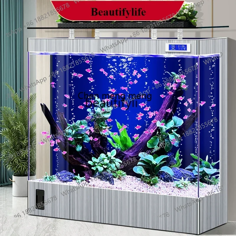 

G153 Fish tank living room new ecological water-free ultra-white glass household light luxury goldfish tank aquarium
