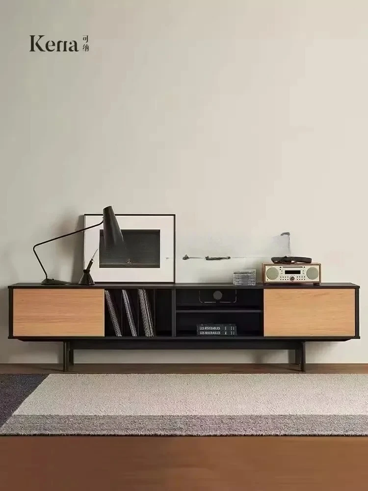 P6/29  TV Stand Vintage Vintage Silent Style Pewter Solid Wood Color Matching Walnut Color Medium and Ancient Light Luxury