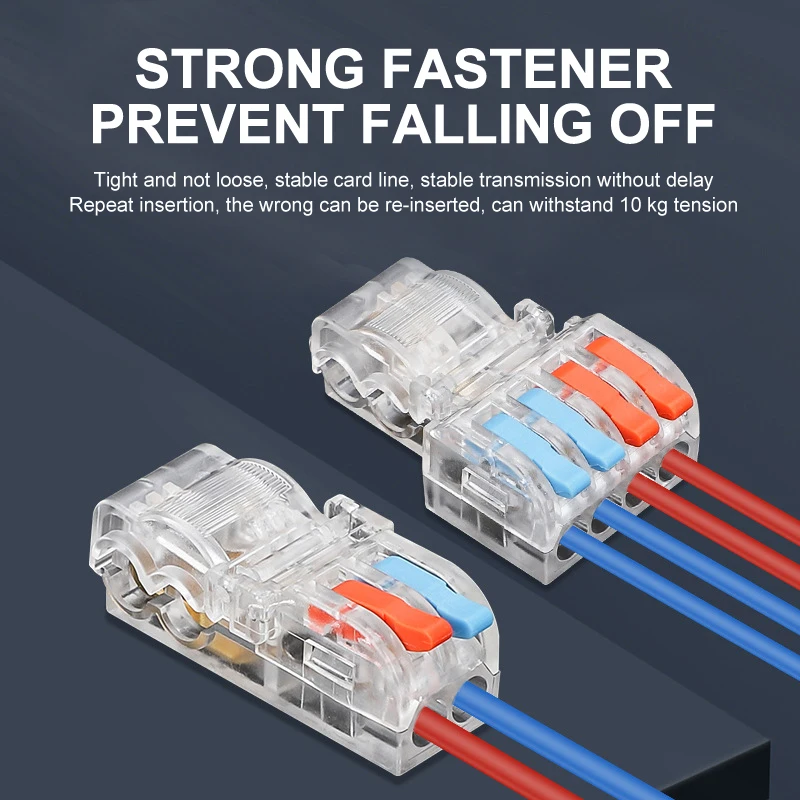 T Type Splitter Terminal Block, 10PCS Wire Quick Connector Break Free Plug and Pull Application for Home Appliances Electrical