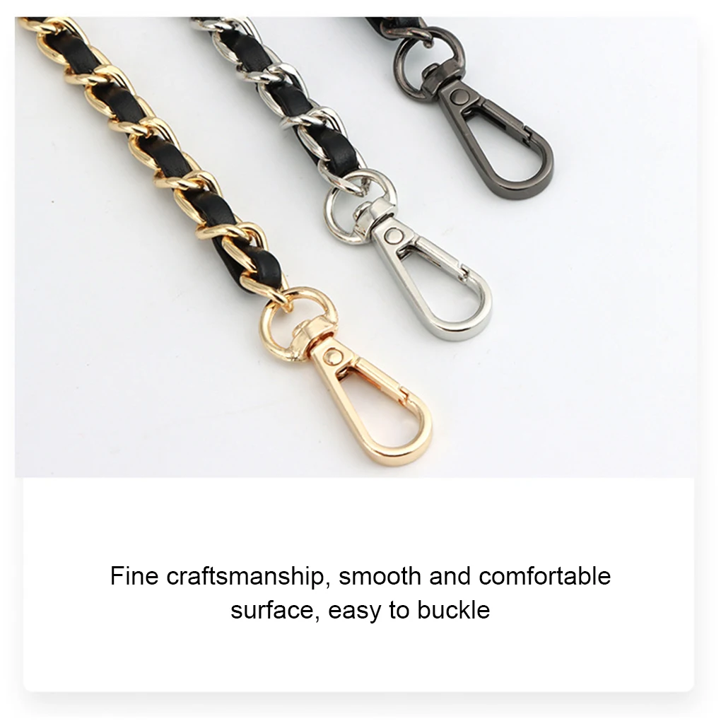 Bag Chain Leather Belt Replacement Parts Shoulder Strap for Female Handbag Messenger Crossbody Accs Light Gold/Black