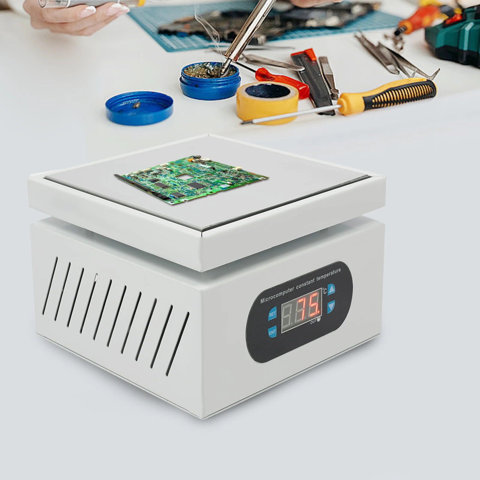 

500W Electric Soldering Hot Plate Microcomputer Electric Hot Plate Tabletop Preheating Welder Hot Plate White