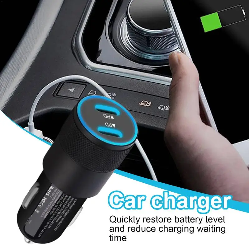 Car Charger Adapter Double PD Auto USB Mobile Phone Charger Intelligent Current Distribution USB Car Charger Adapter For SUVs