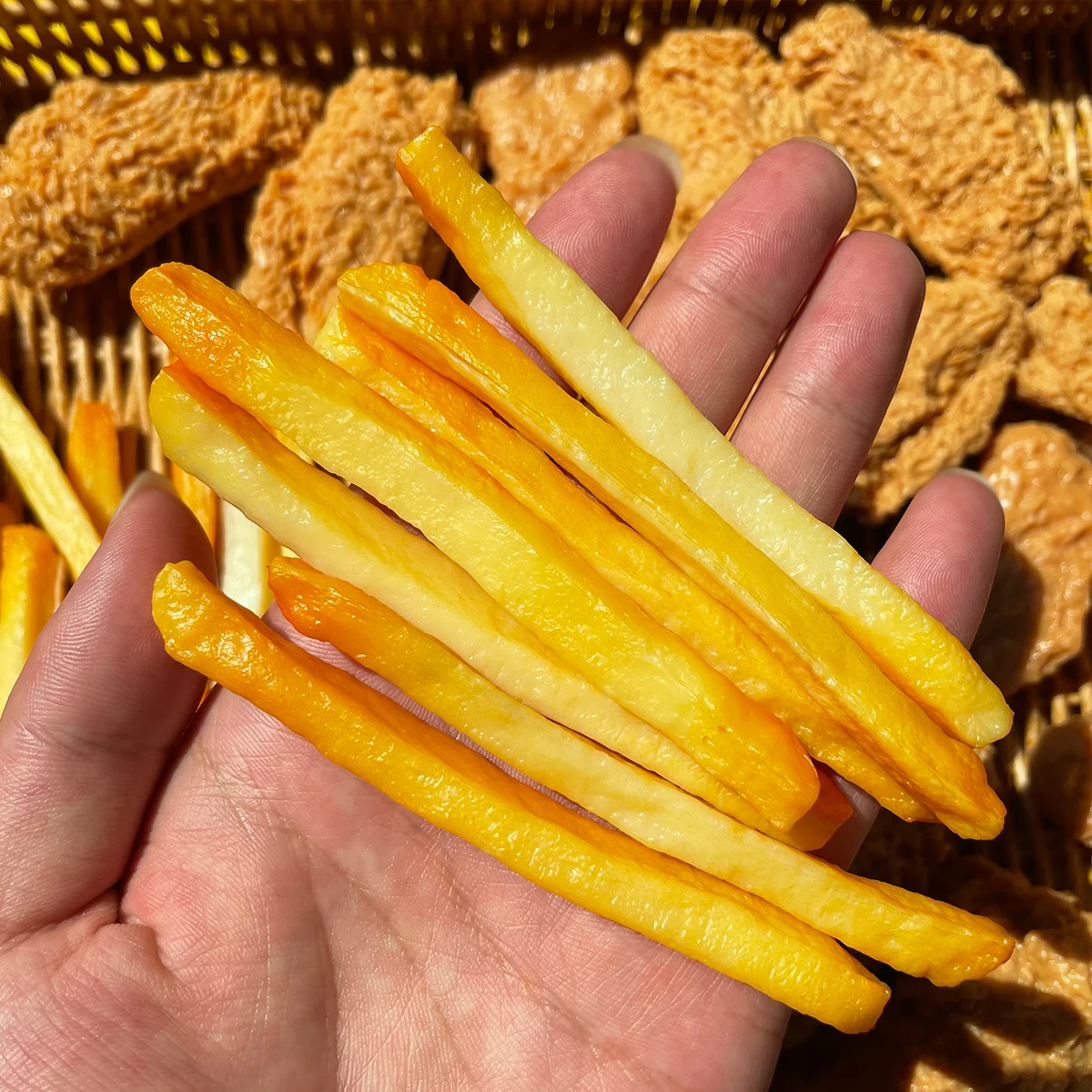 3D Simulation Fried Chicken Kit - Crispy Chicken Legs/Wings/Bites & Golden Fries - Fake Food Display/Party Decoration Props view 4