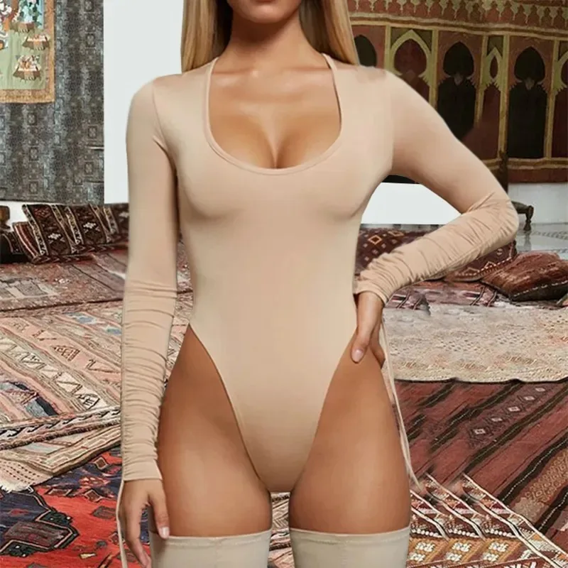 Womens Dresses Slim Fitting Bottoming Shirt T-shirt Long Sleeve Jumpsuit Clothes For Summer