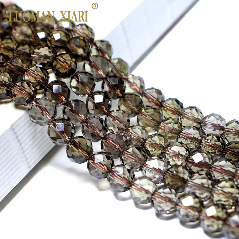 Fine Natural Stone Faceted Smoky Quartz Brown Round Gemstone Spacer Beads For Jewelry Making DIY Bracelet Necklace 6/8/10MM