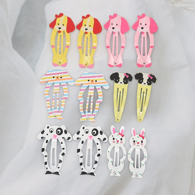 12Pcs/Set Cute Cartoon Animal Fruit Snap Hair Clip For Girls Women Hair Accessories Sweet Rainbow Butterfly Hairpins Hair Clips