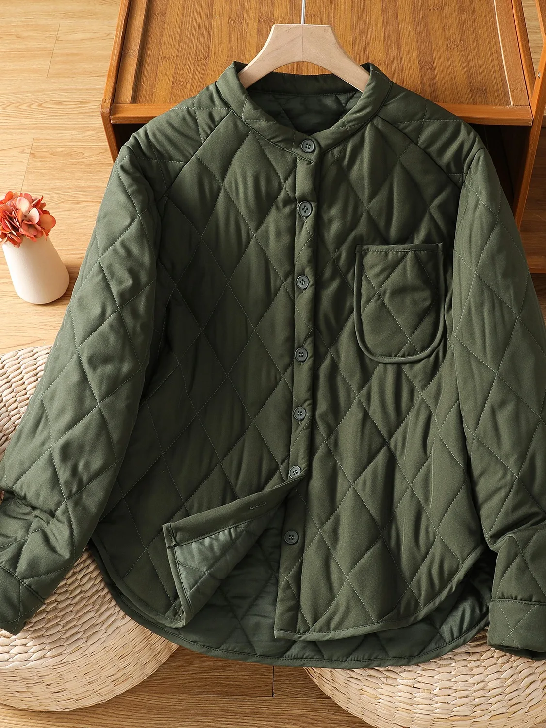 

Элитный легкий теплый хлопковый кардиган с ромбовидным узором для женщин, зимний, больших размеров, на пуговицах, с круглым вырезом, утепленная верхняя одежда