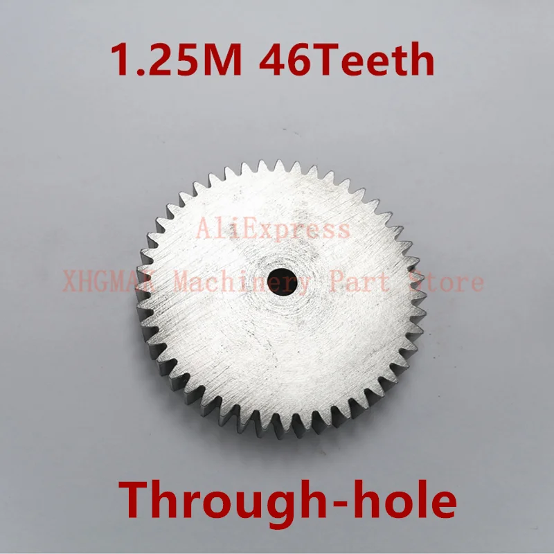 Flat 45 steel 1.25 mod 46 teeth gear pin hard carbon metal standard external spur gear 1.25mod 46teeth