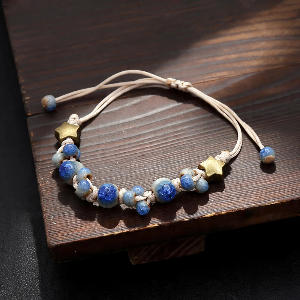 Handmade Fashion Love Stone Ceramic Bracelet For Men Women Adjustable Boho Ethnic Jewelry Unique Woven Couple Gift Wholesale