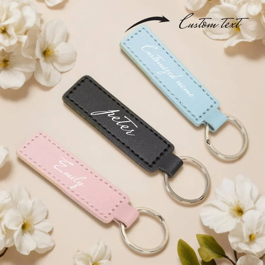 

Персонализированный кожаный брелок с текстом и несколькими цветами, подарки на день рождения и праздники для семьи, близких и друзей, простой брелок на заказ