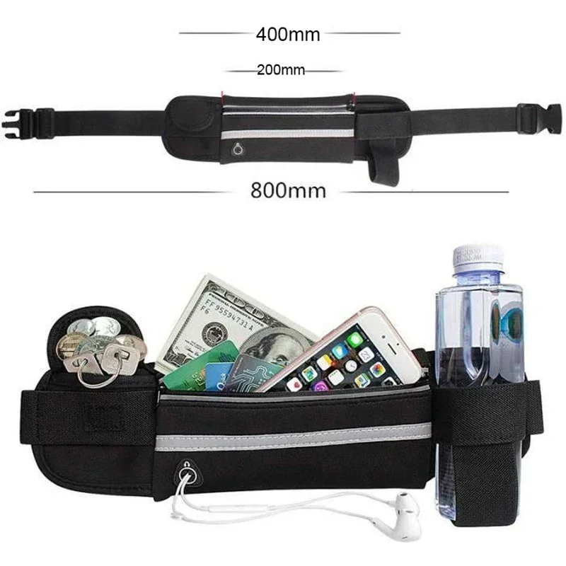 Waist Pack Waterproof Adjustable Waistband Slim Lightweight Sports Waist Bag for Men Women for Running Fitness