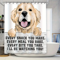 Golden Retriever Dog Print Shower Curtain Cute Bathroom Decor for Pet Lovers Waterproof Bath Mat Liner Home Textiles