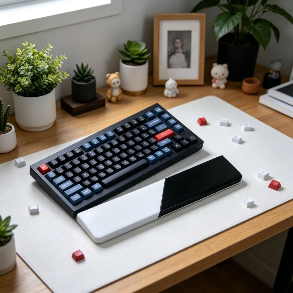 Quartz Stone Plam Rest Costom Black White Keyboard Hand Support for Mechanical Keyboard 68/75% Wrist Rest Gaming Accessories