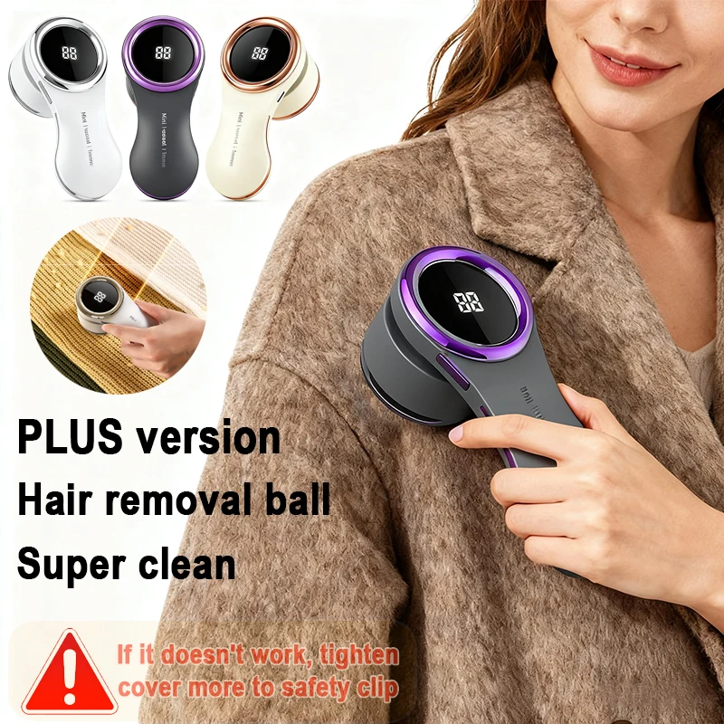 Quitapelusas eléctrico, recortador de pelusas, recortador de telas y afeitadora de telas, removedor de pelo ligero, cuchillas eficientes, portátil y fácil de limpiar, muestra la duración de la batería restante, adecuado para el hogar, apartamentos y como regalo de Navidad