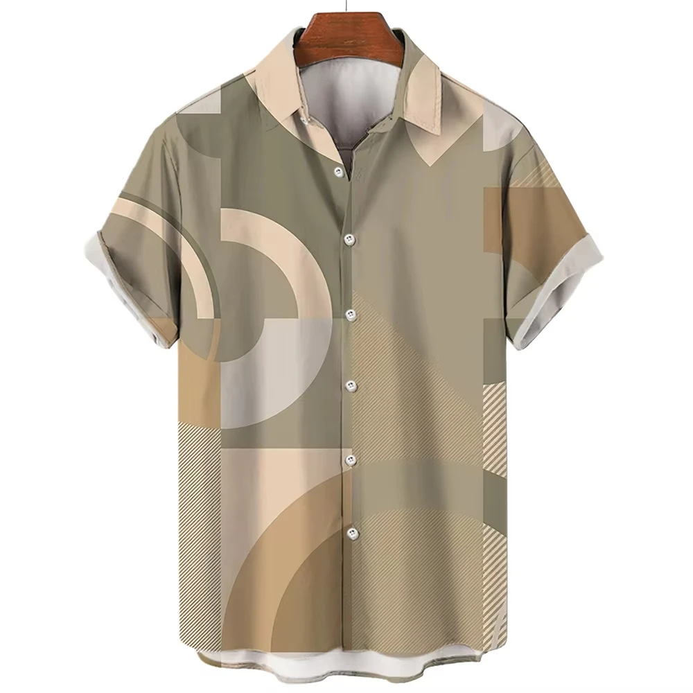 

Summer Fashion Men's Shirts Social Shirt 3D Striped Print Short Sleeve Casual T-shirt Oversized Tops Tees Shirt Men Clothing