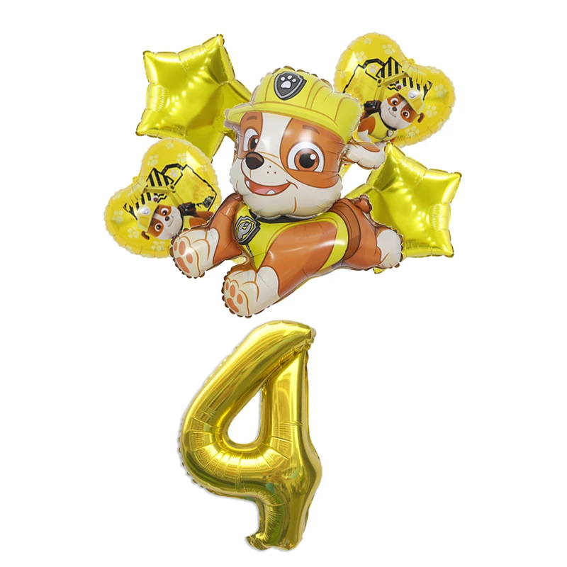 6Pcs Cartoon Paw Patrol Foil Balloon Birthday Number Balloon Childrens Party Decoration Baby Gift Party Chase Marshall Balloon