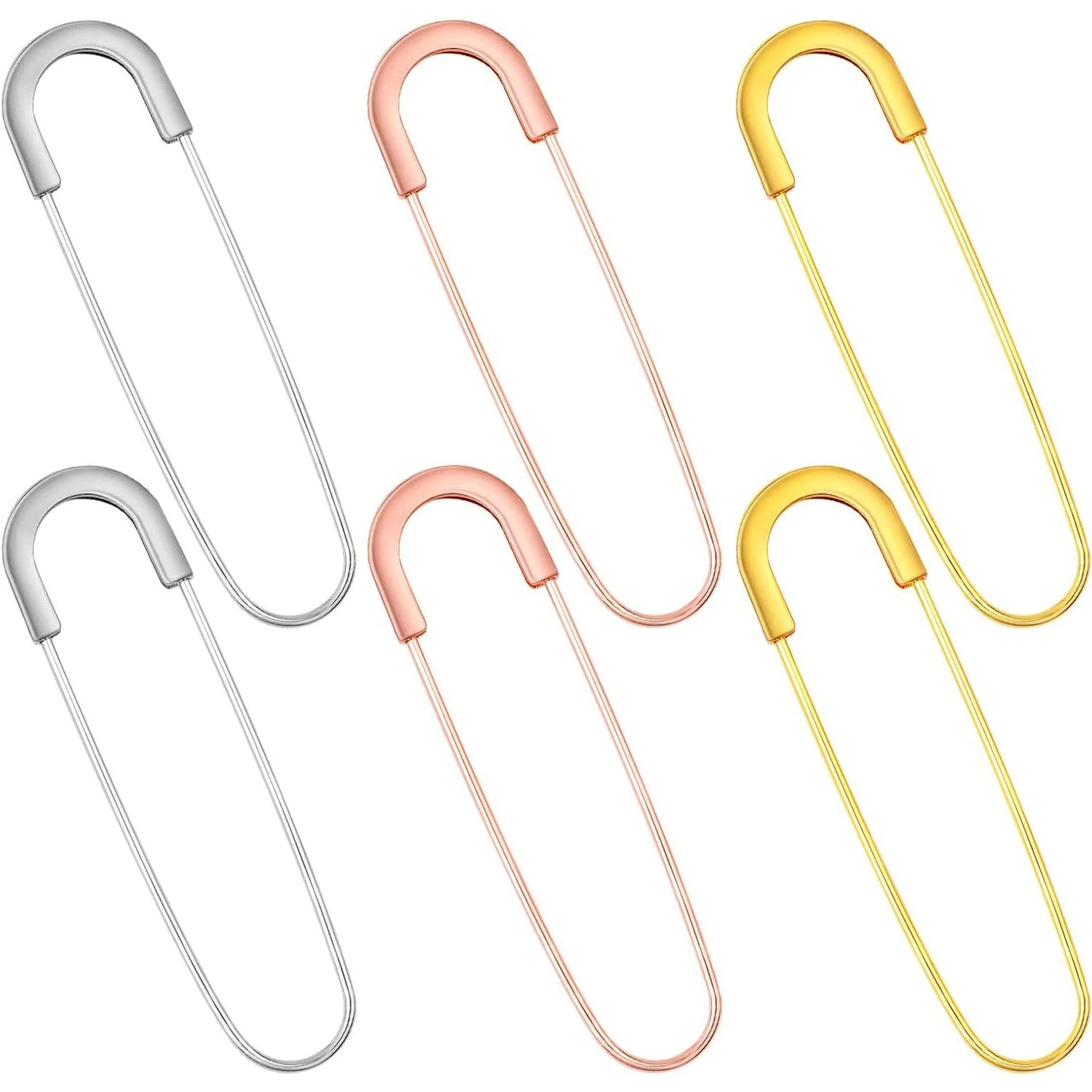 

6pcs 8 cm Long Extra Large Safety Pins Metal Heavy Duty Big Blanket Pins Strong Clothing Crafts Pins for Leather Canvas Skirts