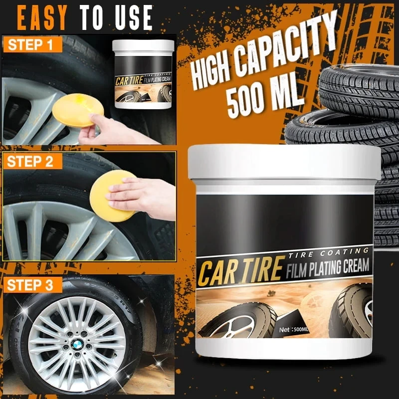 500g Car Tire Retreading Cleaning Cream Auto Plastic Parts Shiny Paste Maintenance Brightener Tire Polishing Agent Anti-Aging