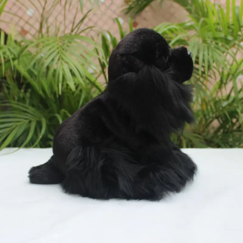 Brinquedo de pelúcia para cachorro preto, simulação de pelúcia de alta qualidade, agachamento, caça, boneca de cachorro, aniversário infantil, presente de natal, cerca de 27cm